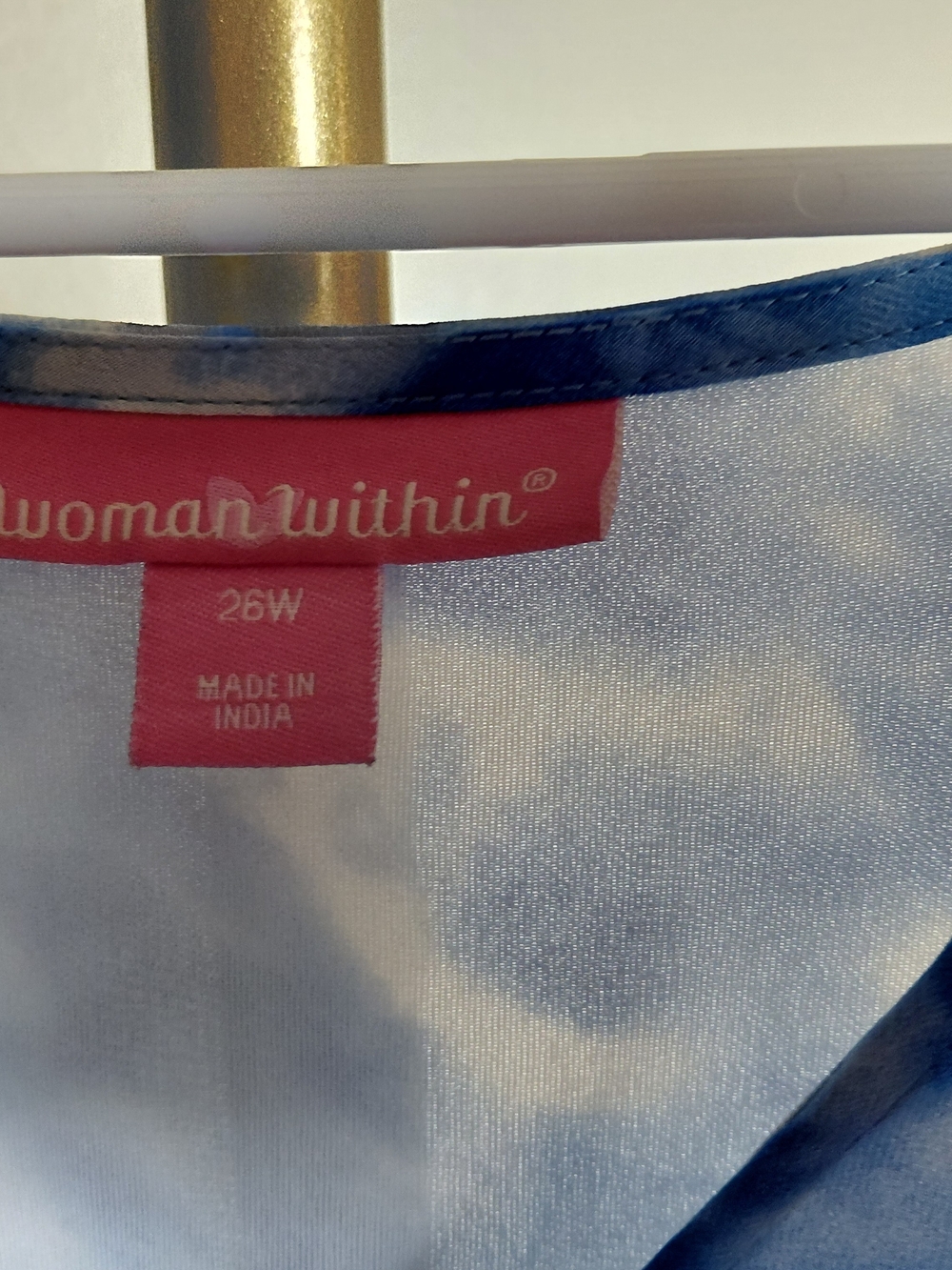 Woman Within Blue Tie-Dye V-Neck Midi with Elastic Waist - Picture 3 of 4